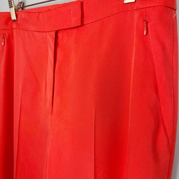 AKRIS | NEW Floretta Orange Wide Leg High Waist Silk Pants Women’s Size 8 - Picture 5 of 16